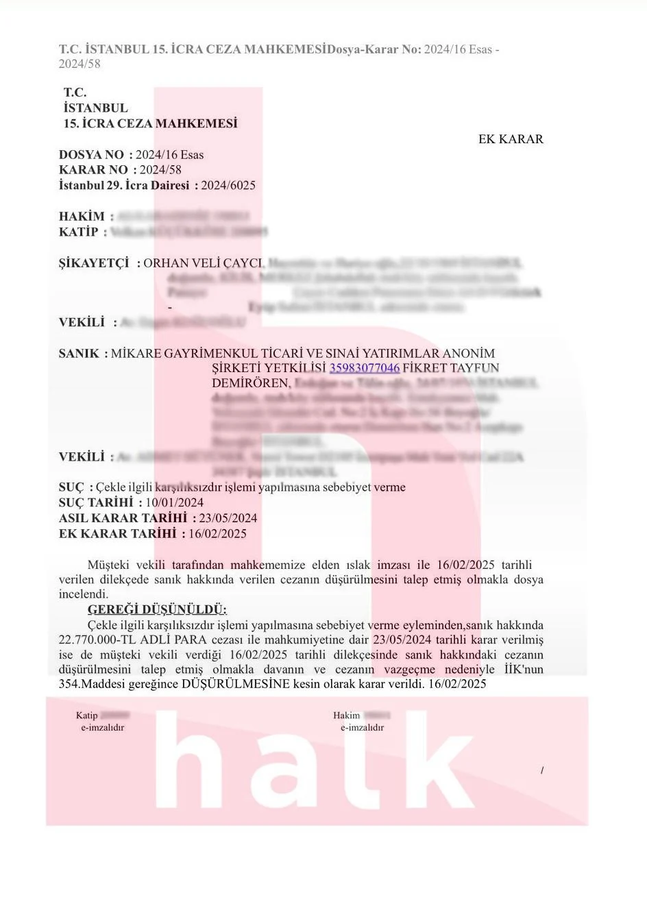 Alacaklılar, yaptıkları şikayeti geri çekti