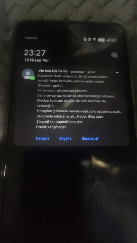 Taciz mesajları ortaya çıktı