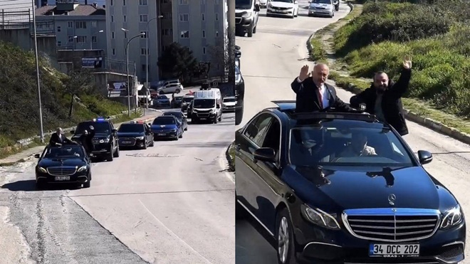 Pendik'te Muhtarın Çakarlı Konvoyu!