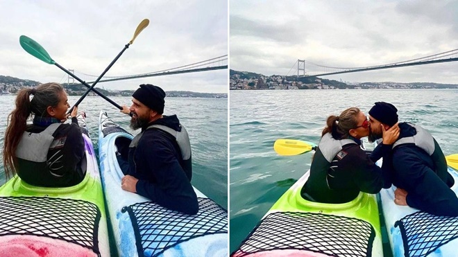 Eda Taşpınar ve sevgilisi Boğaz'da aşka geldi