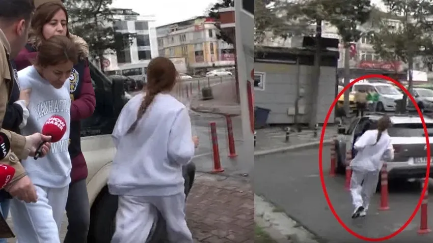 Serbest kalan Banu Parlak adliyeden koşarak uzaklaştı!